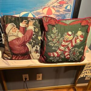 Martha Stewart two holiday tapestry pillows